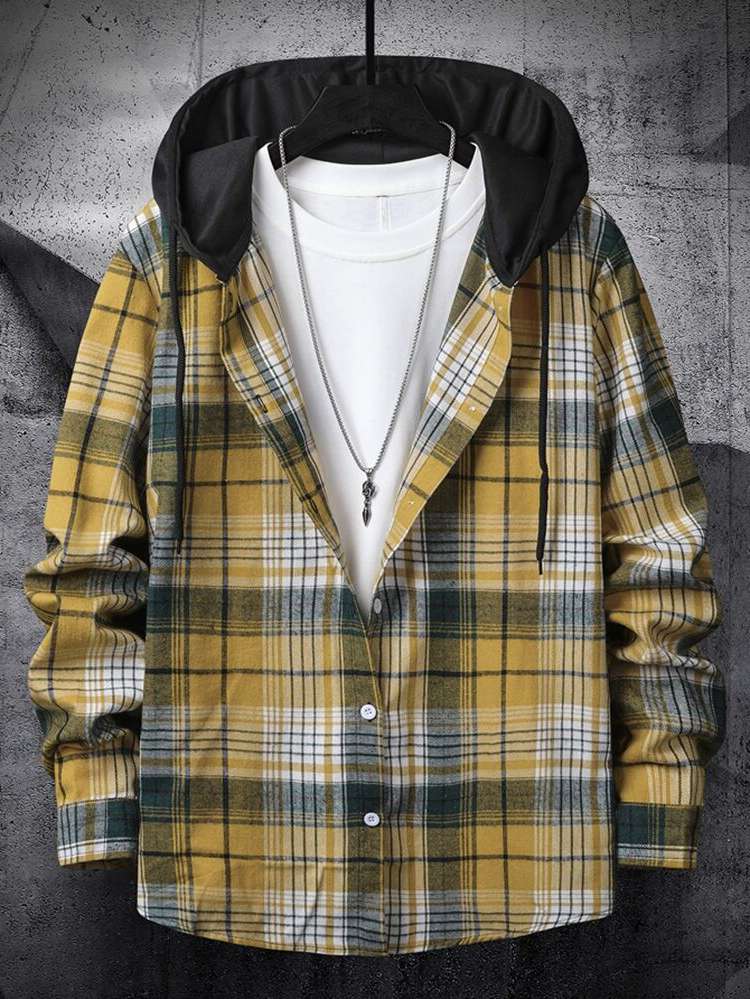 Regular Fit Plaid Casual Men Coats 1103