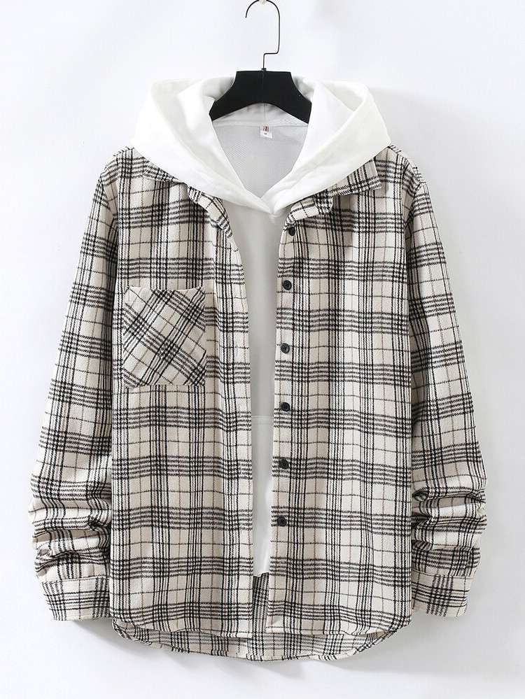 Regular Plaid Long Sleeve Regular Fit Men Outerwear 1981