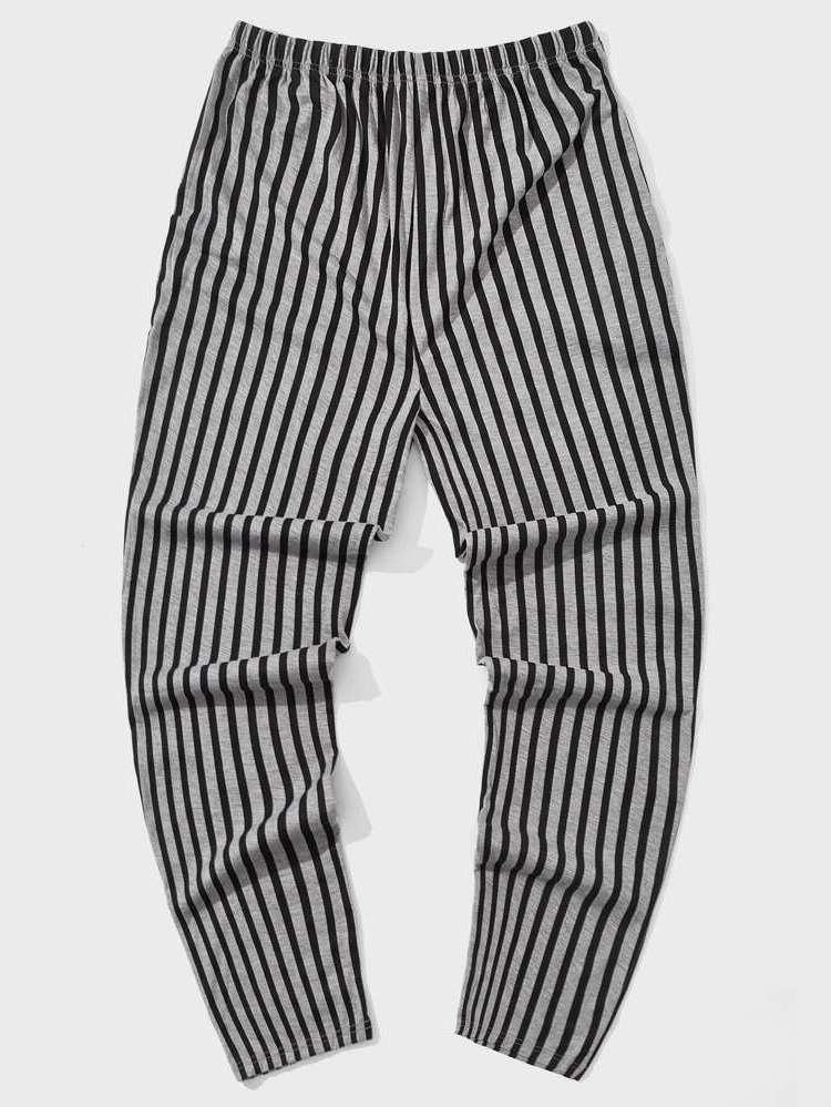 Striped Casual Multicolor Men Loungewear Bottoms 2327