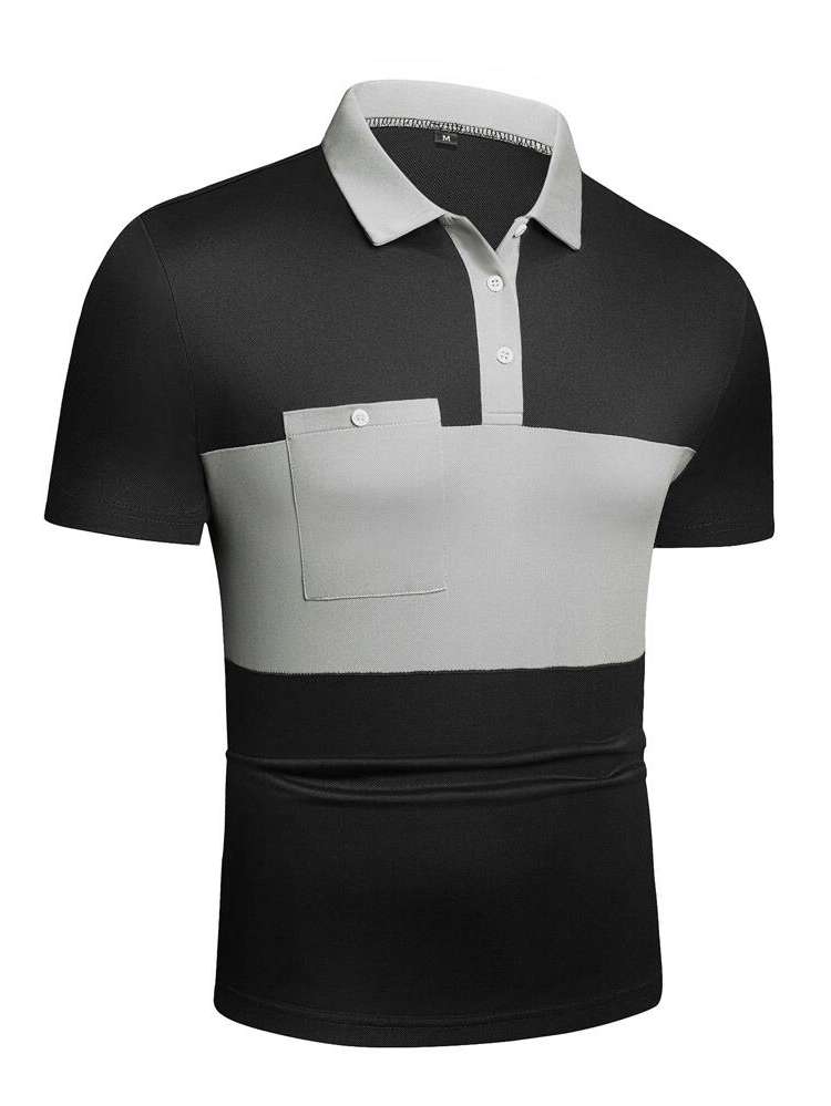 Polo Regular Fit Short Sleeve Colorblock Men Tops 9318