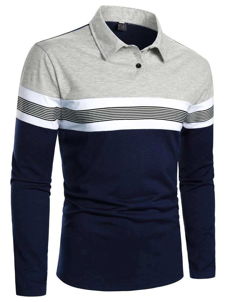  Striped Polo Button Men Tops 4630