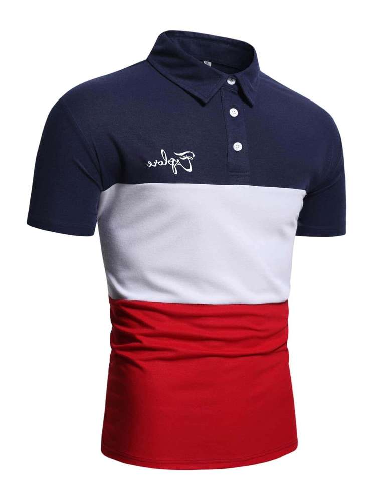  Multicolor Button Front Casual Men Polo Shirts 4020