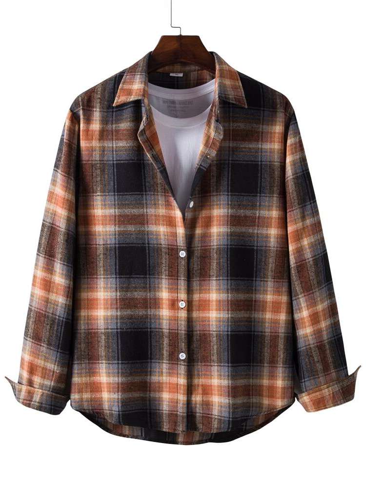 Long Sleeve Regular Fit Regular Plaid Men Clothing 203