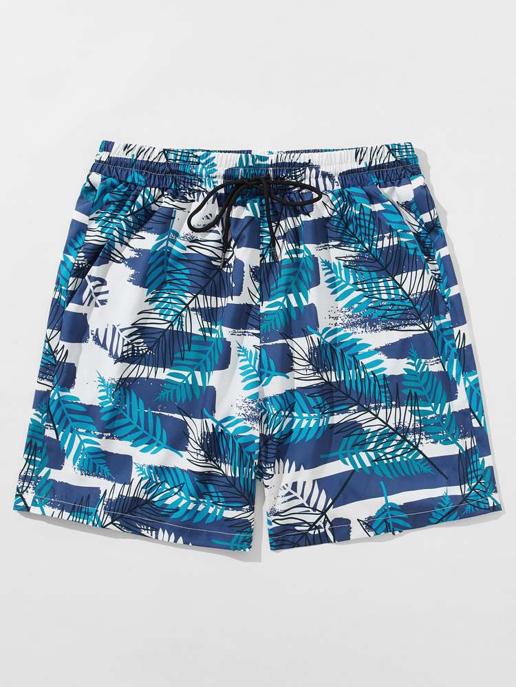 Multicolor Drawstring Tropical Men Clothing 595