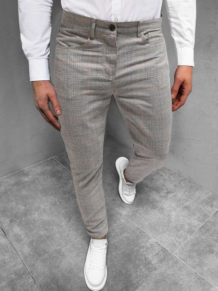 Plaid  Long Men Suit Pants 8556