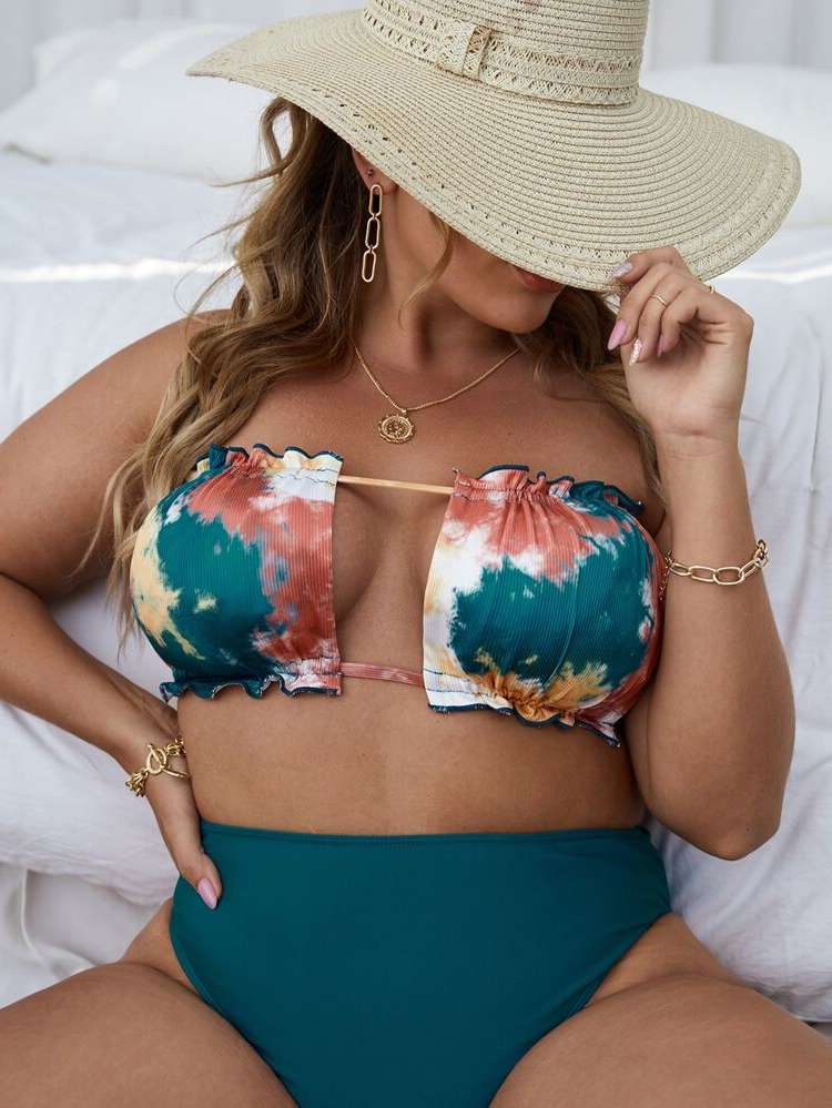  Boho Lettuce Trim Plus Size Bikini Tops 6134