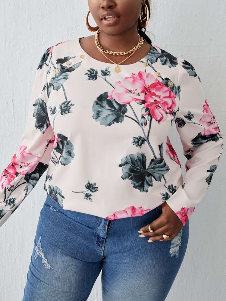  Multicolor Casual Regular Fit Plus Size Tops 449