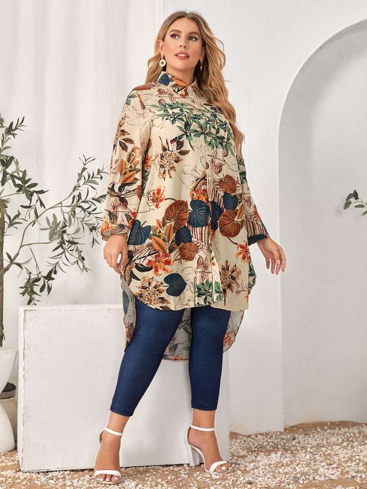 Oversized Long High Low Casual Women Plus Clothing 9669