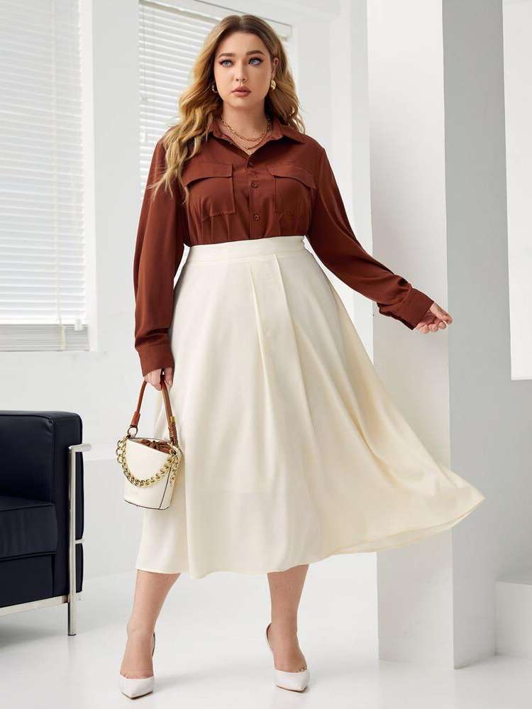  Button Casual Plus Size Co-Ords 388