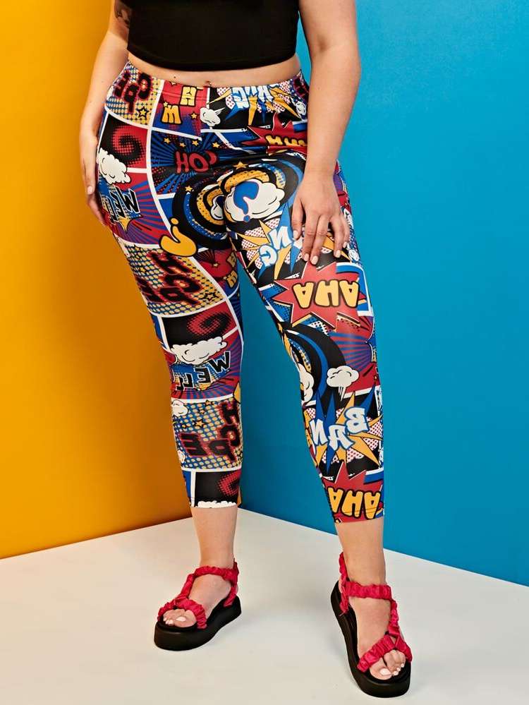 Casual  All Over Print Plus Size Leggings 5384