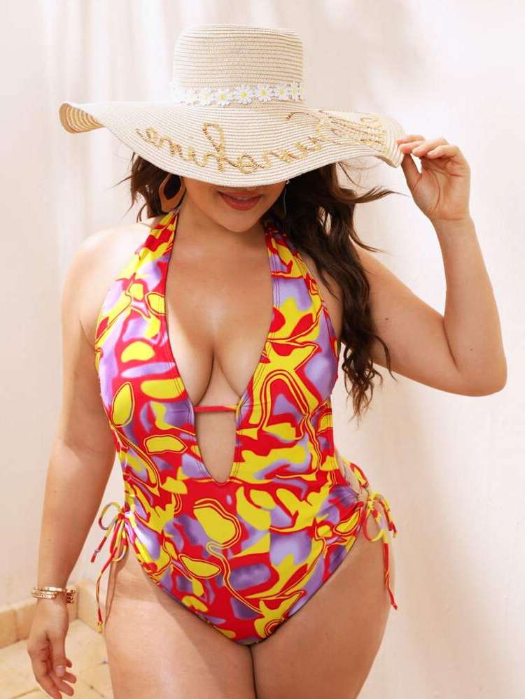  Casual Multicolor Plus Size Beachwear 3489