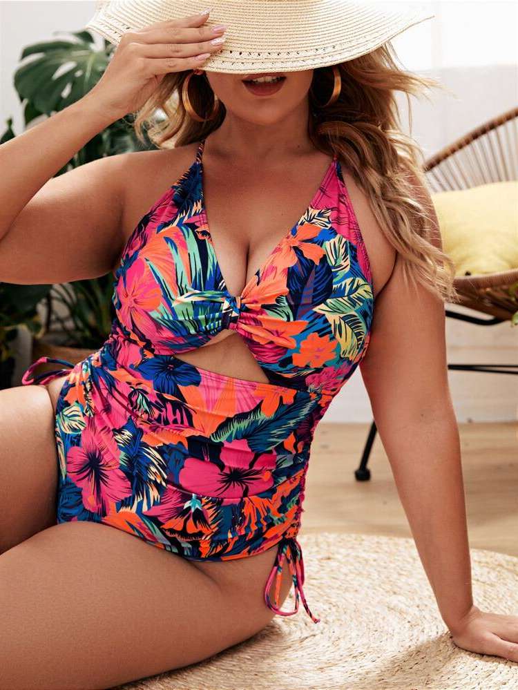 Plants  Boho Plus Size Beachwear 3093