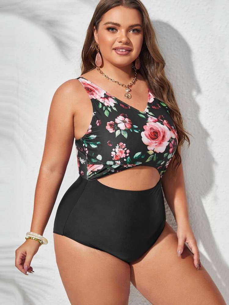  Multicolor  Plus Size Beachwear 8037