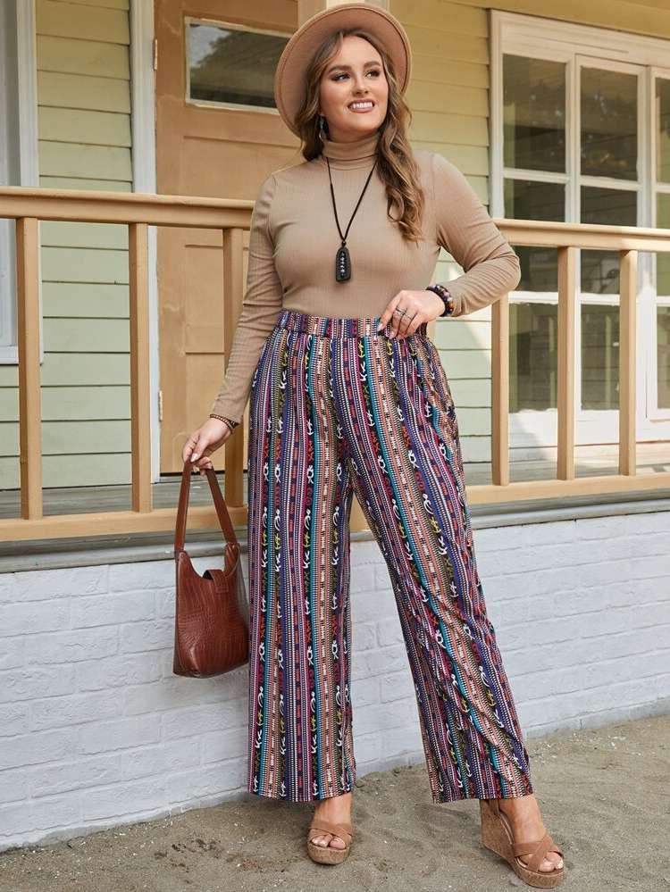 Long Graphic Loose Plus Size Pants 924