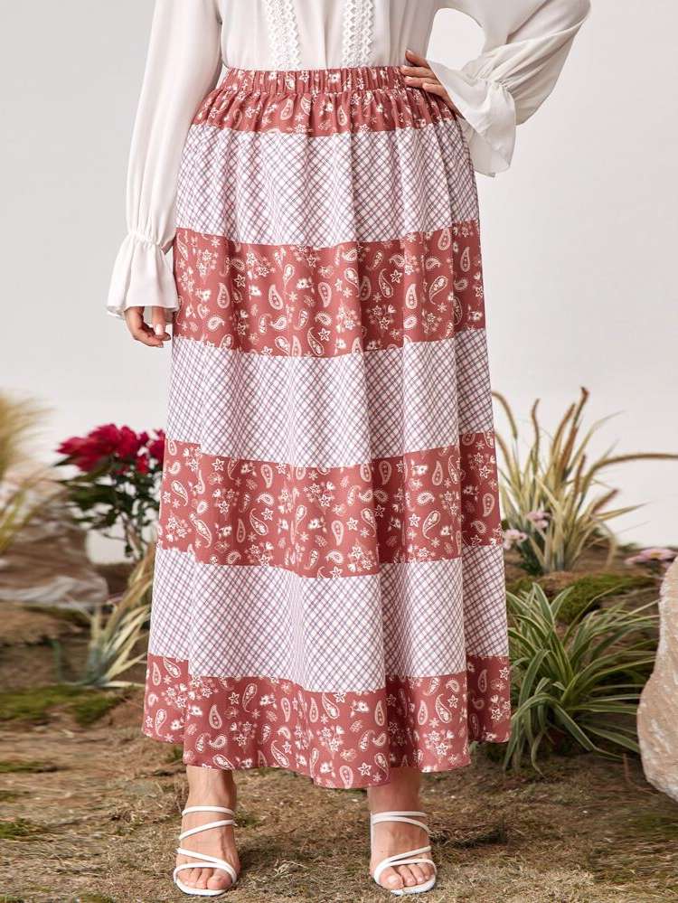 Paisley Maxi Plus Size Skirts 524