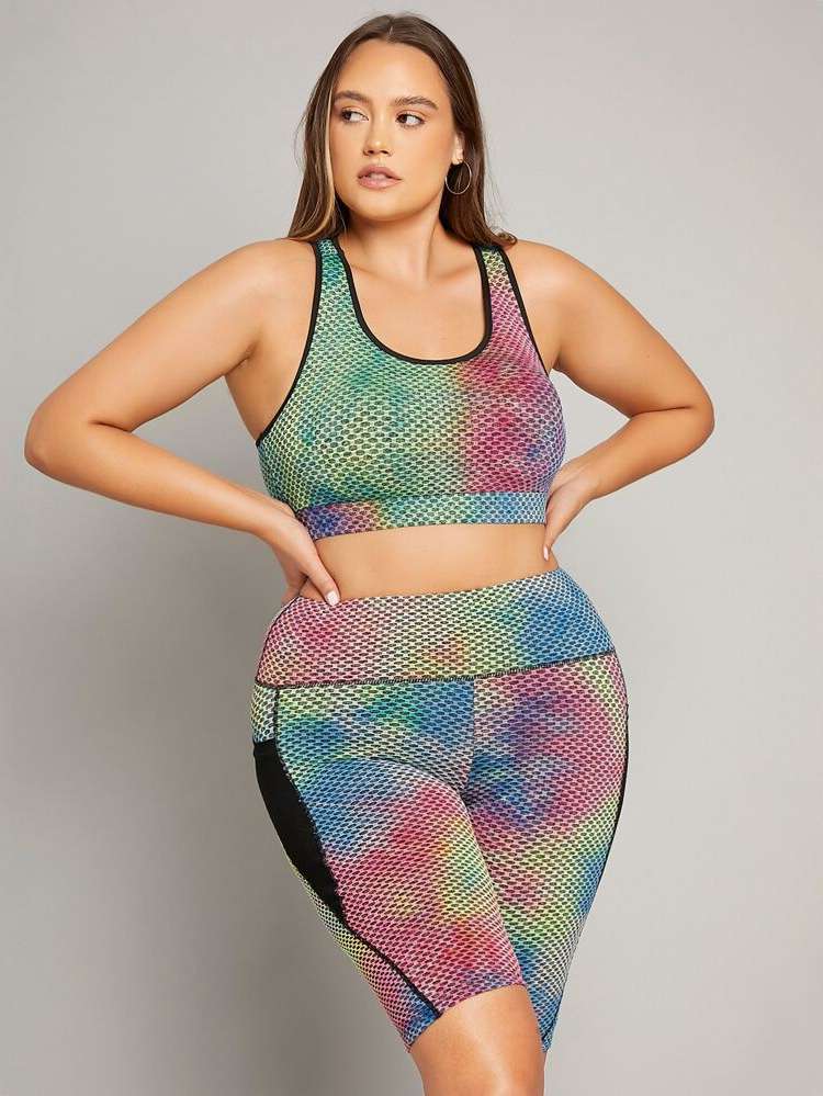  Sleeveless Scoop Neck Plus Size Sports Sets 9096