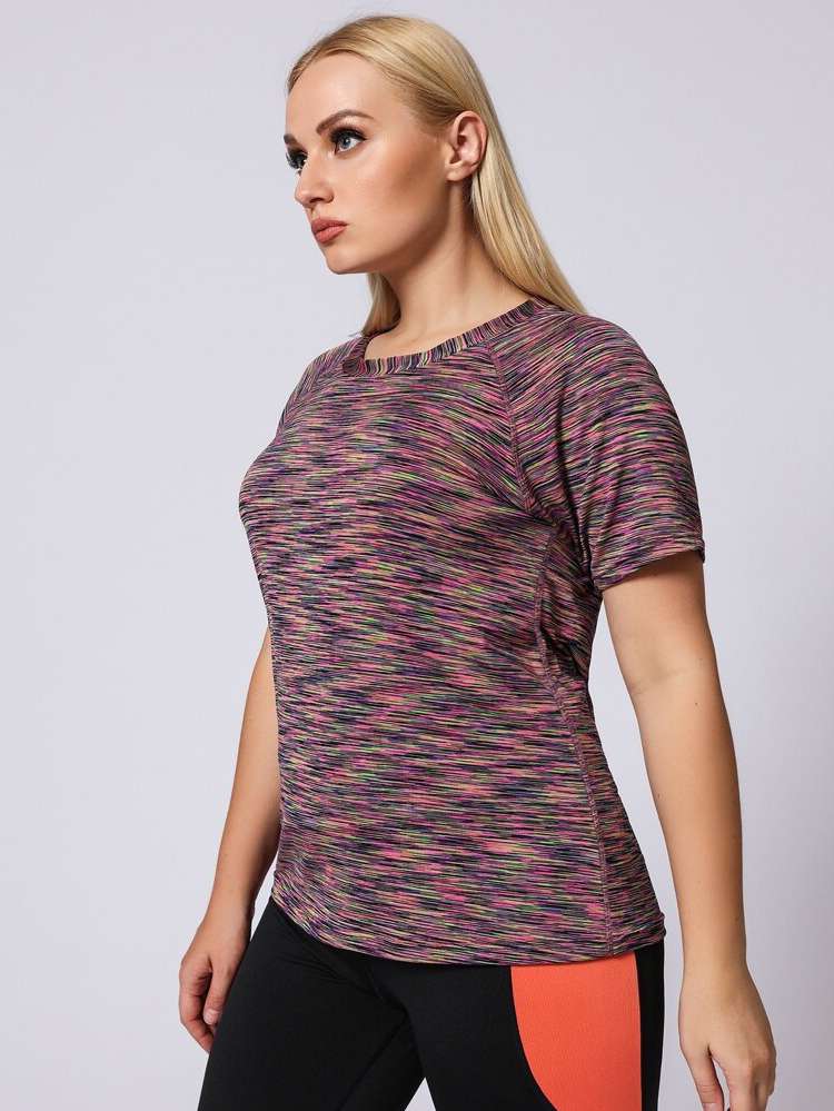  Regular Fit Round Neck Plus Size Sports Tops 7943