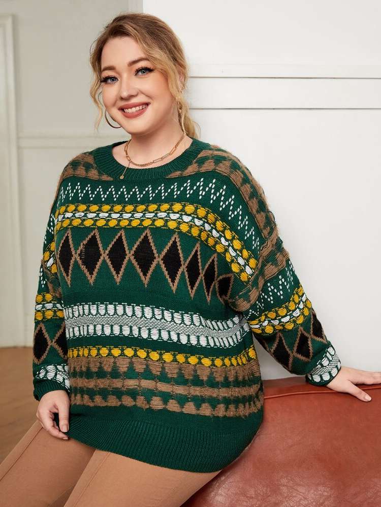  Casual Multicolor Plus Size Sweaters 4094