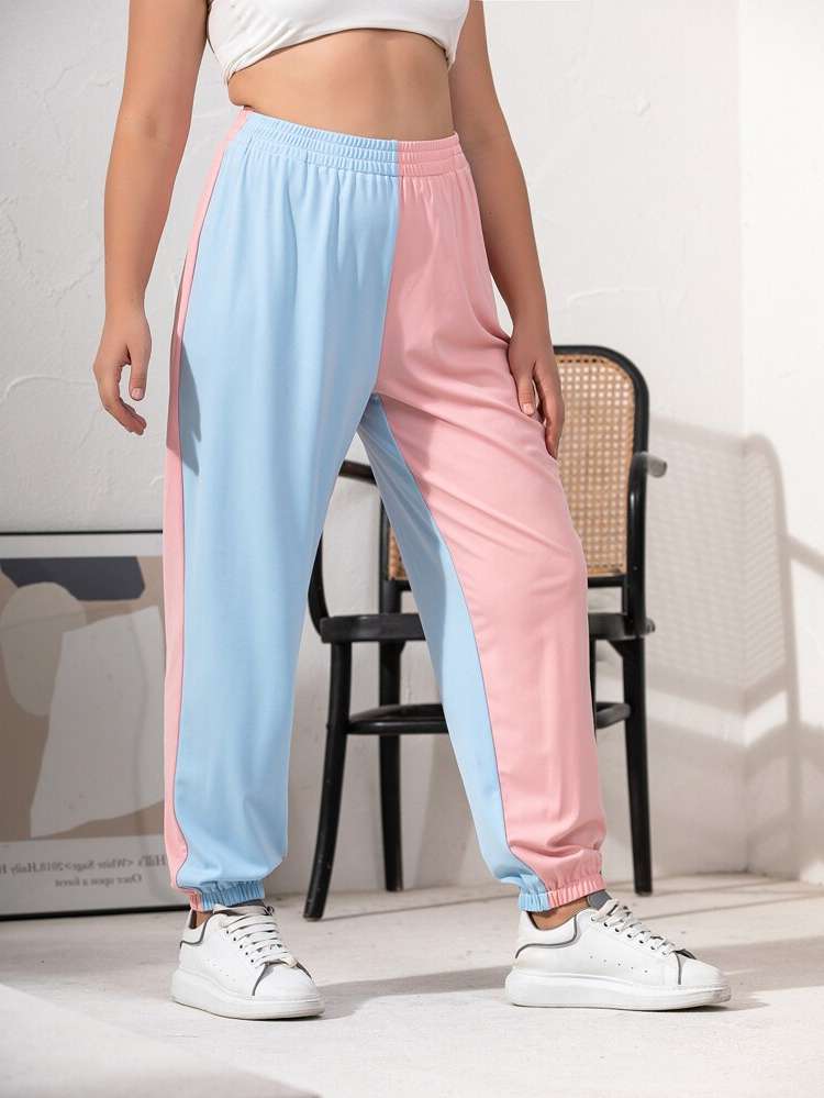 Multicolor  Long Plus Size Sweatpants 1491