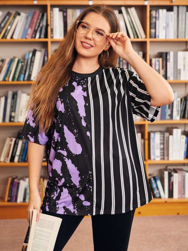 Oversized Round Neck Half Sleeve Plus Size T-shirts 9662