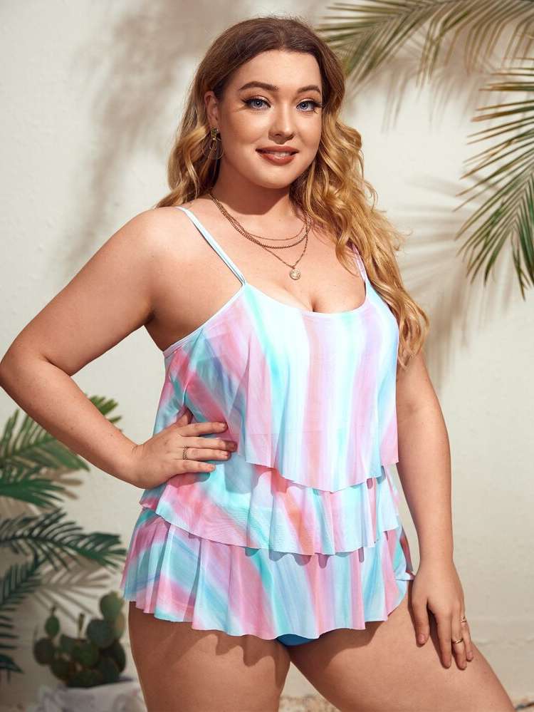 Tiered Layer Boho  Plus Size Tankinis 1367