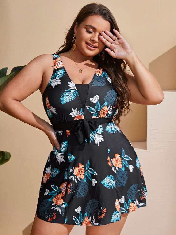 Boho Multicolor Floral Plus Size Beachwear 283