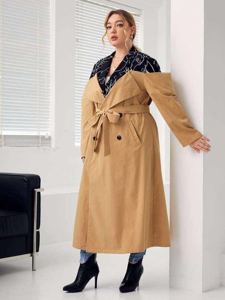  Belted Long Plus Size Outerwears 4770