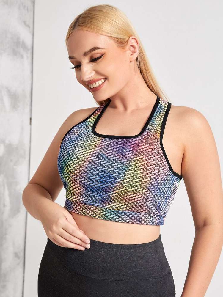 Multicolor Contrast Binding  Women Plus Activewear 454