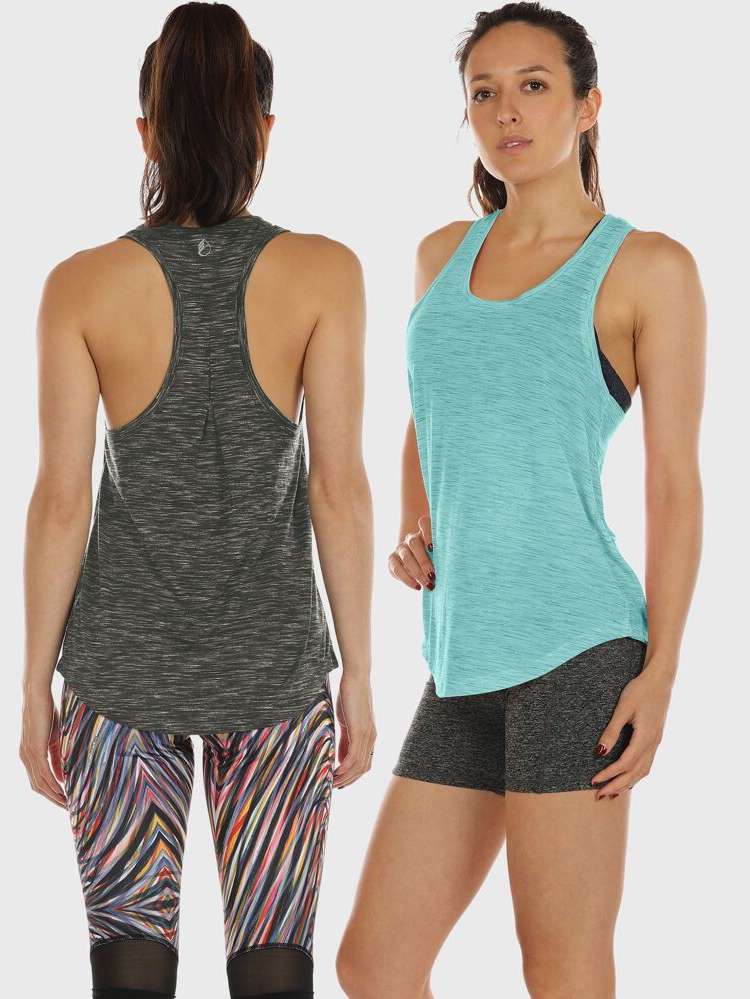 Asymmetrical Scoop Neck Graphic Women Activewear 2151