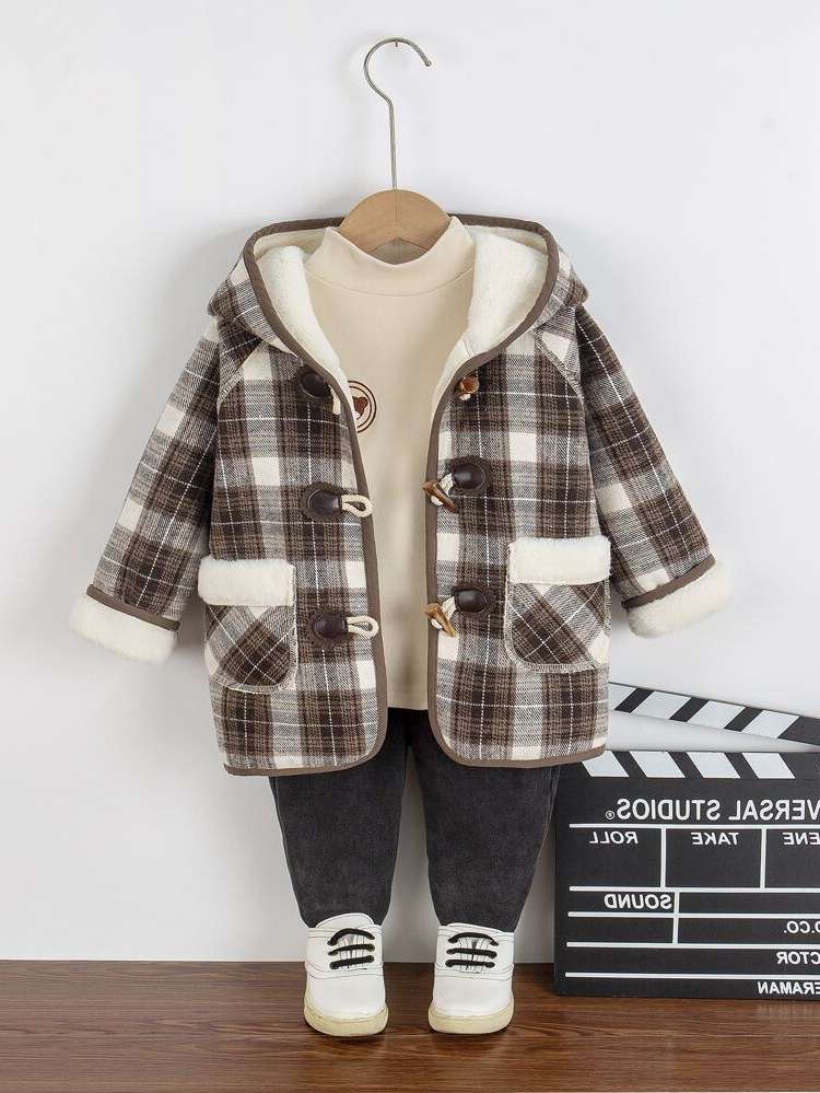  Long Sleeve Plaid Toddler Boy Coats 9447