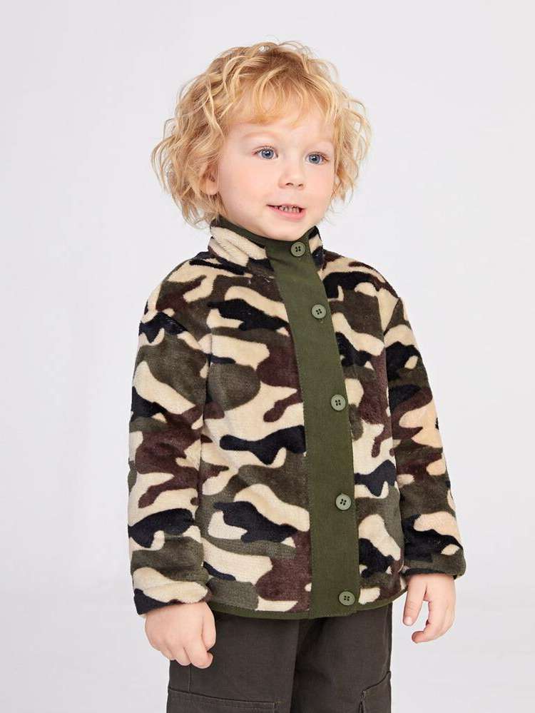 Camo Multicolor Long Sleeve Toddler Boy Jackets 5238