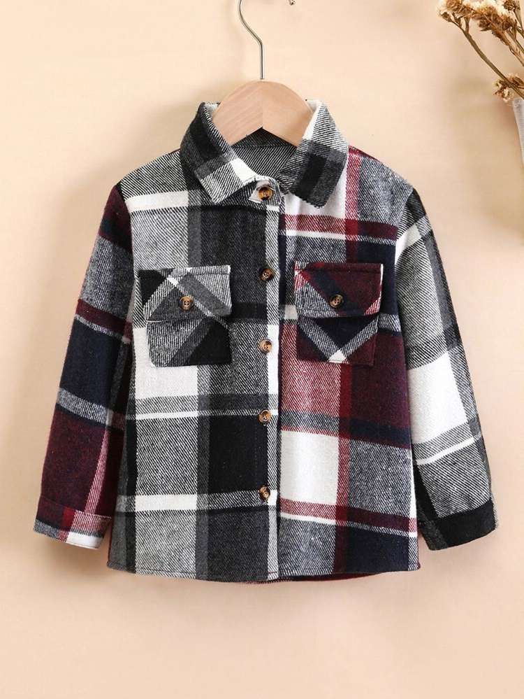 Plaid Regular Multicolor Long Sleeve Toddler Boys Clothing 381