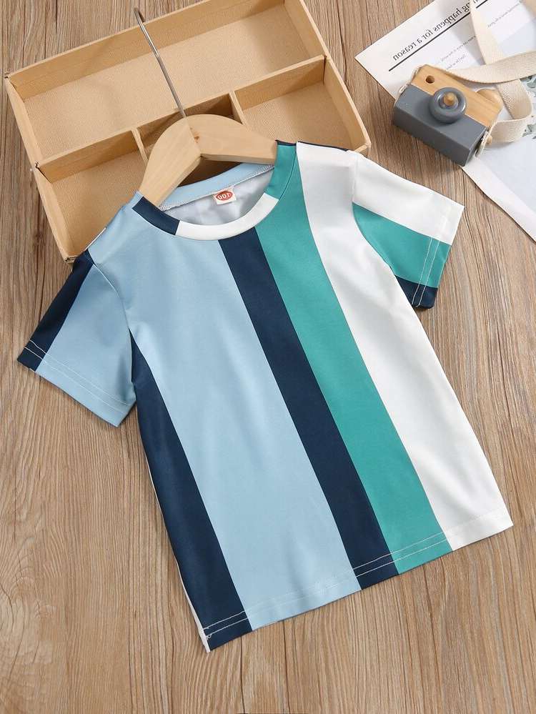 Short Sleeve Casual Round Neck Toddler Boy T-Shirts 5441