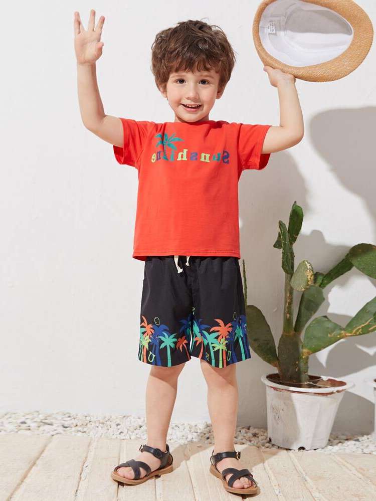 Boho Multicolor Letter Drawstring Toddler Boys Clothing 5497