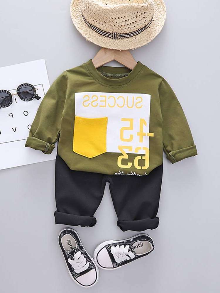 Letter  Toddler Boy Two-piece Outfits 948