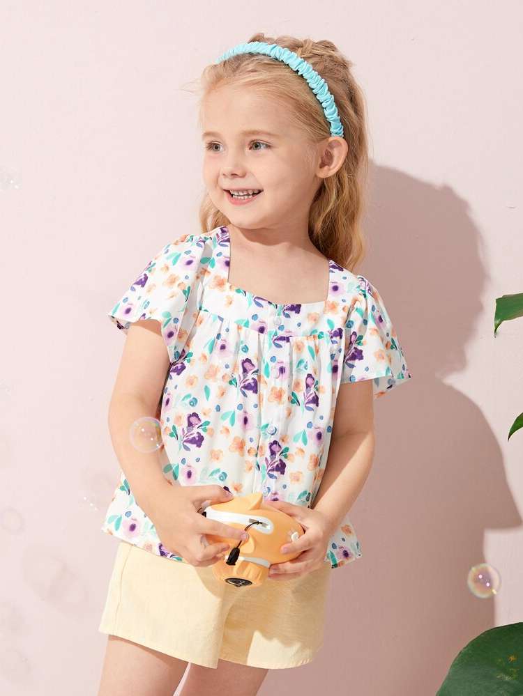 Multicolor Boho Short Sleeve Regular Kids Clothing 7288