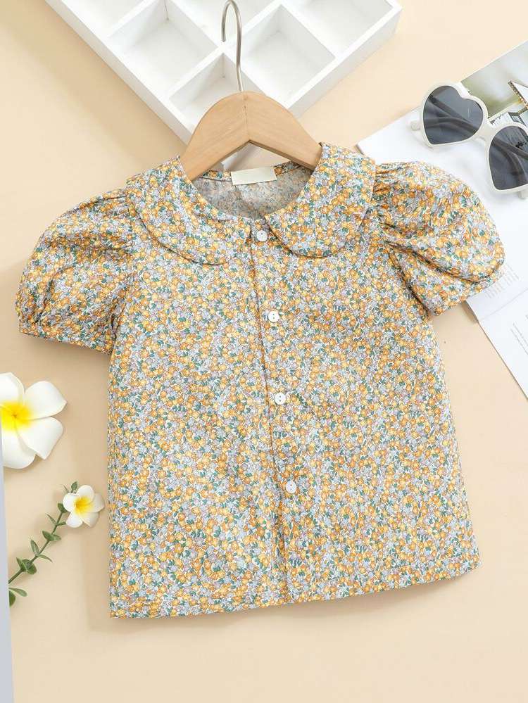  Regular Fit Ditsy Floral Toddler Girl Blouses 4475