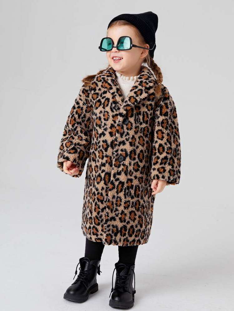 Leopard Casual Long Sleeve Multicolor Toddler Girls Clothing 8683