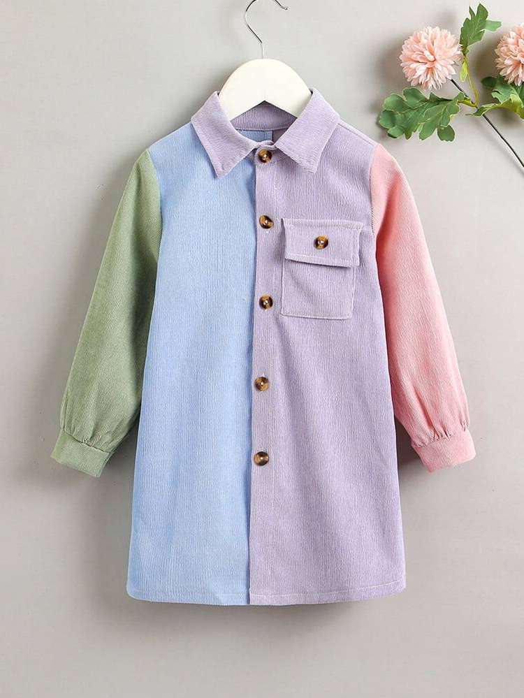 Multicolor Short Casual Collar Toddler Girl Coats 9458