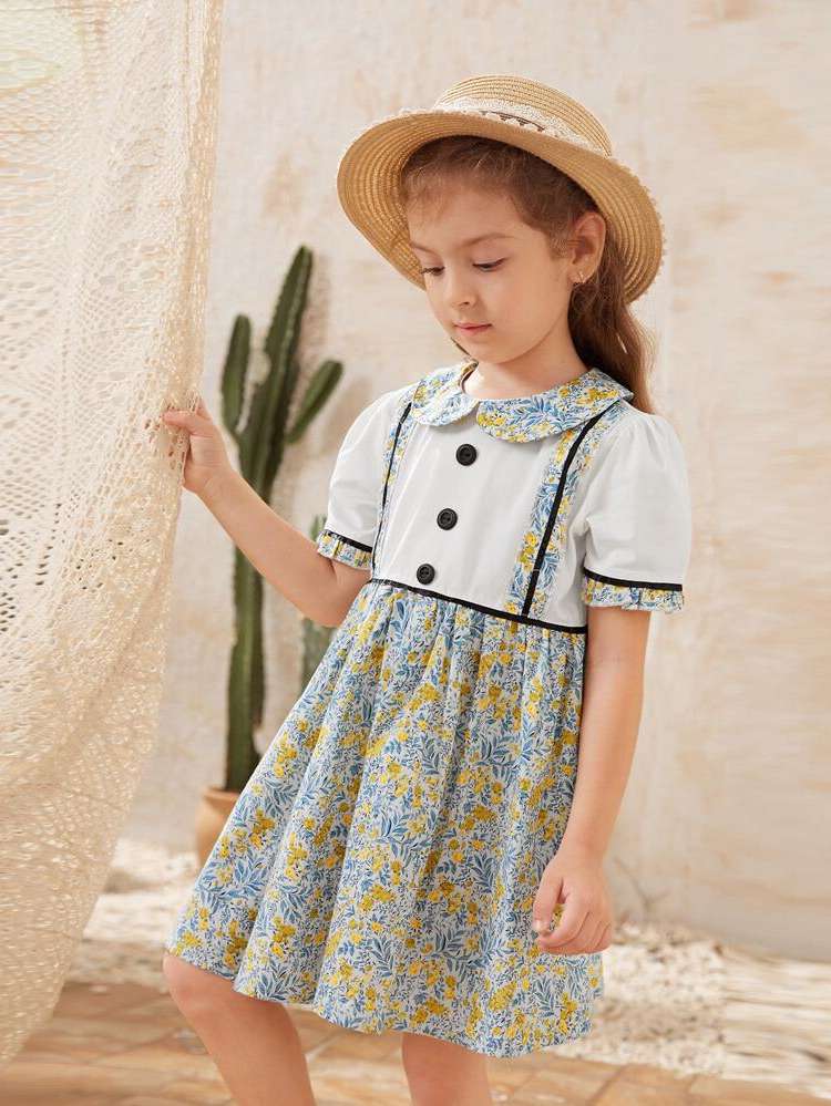 Short Sleeve Frill Boho Toddler Girls Clothing 3853