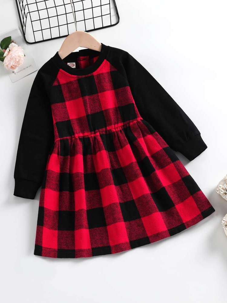 Regular Fit Round Neck Gingham Multicolor Kids Clothing 7927