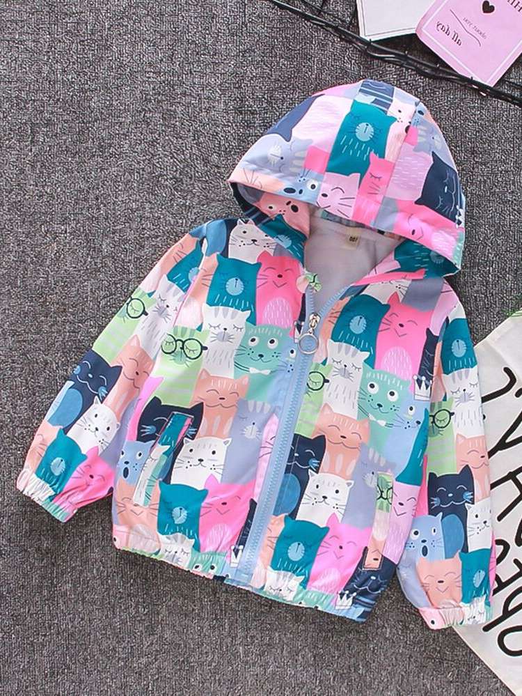 Hooded Zipper Regular Long Sleeve Kids Clothing 3465