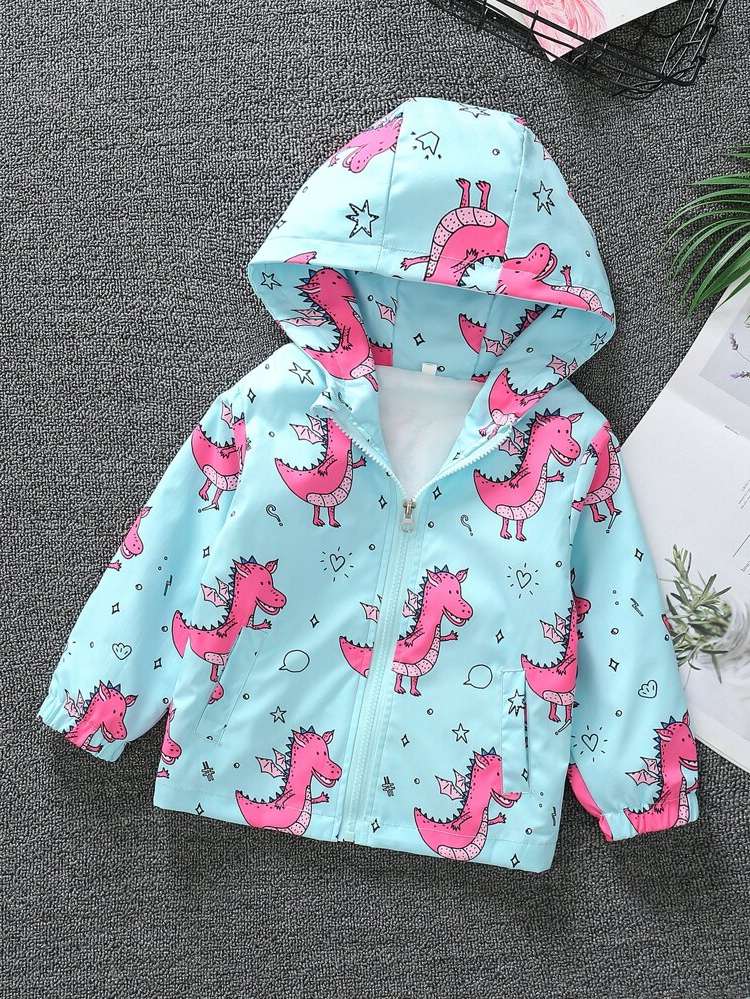 Casual Cartoon Hooded Long Sleeve Toddler Girl Jackets 6595