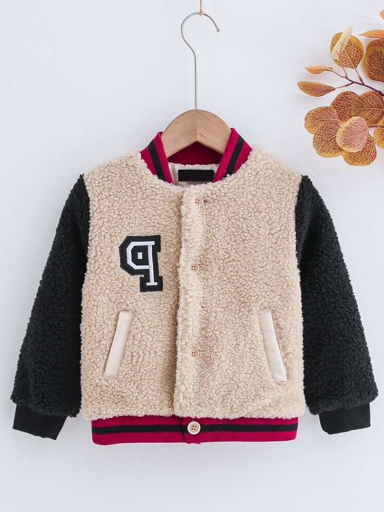 Multicolor Long Sleeve Regular Fit Letter Toddler Girl Jackets 1115