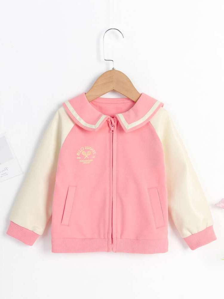  Zipper Preppy Long Sleeve Toddler Girl Jackets 1428