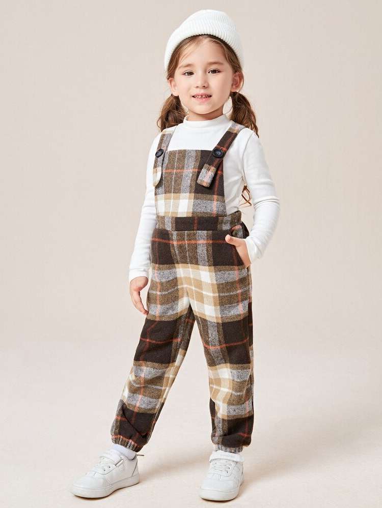  Preppy Plaid Sleeveless Toddler Girl Jumpsuits 9699