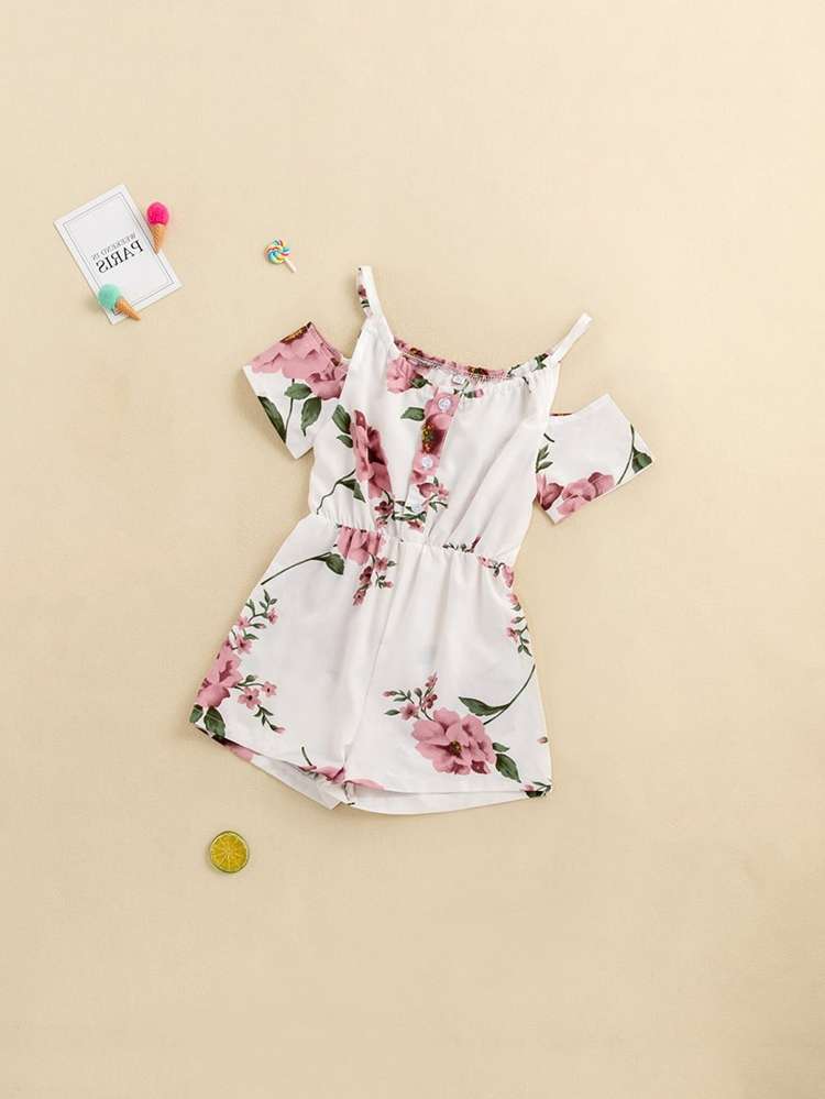  Short Sleeve Regular Fit Floral Toddler Girls Clothing 977