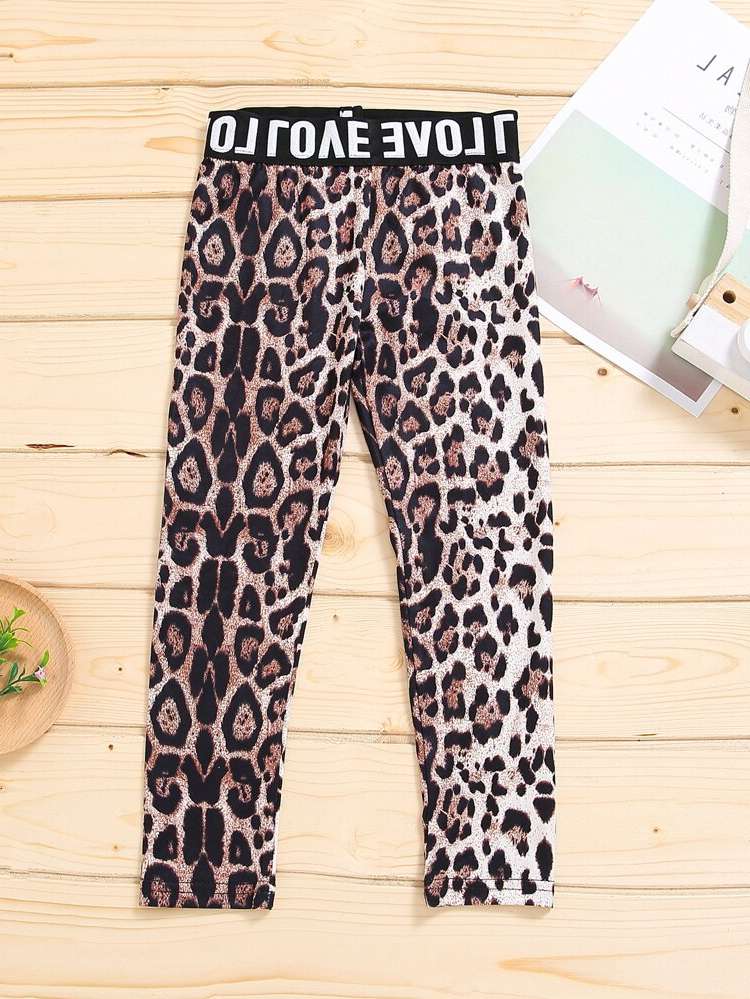  Sporty Letter Toddler Girl Leggings 4829