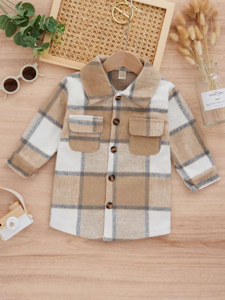  Pocket Plaid Regular Fit Toddler Girls Clothing 812