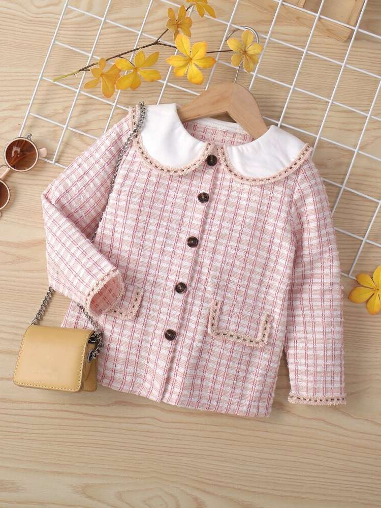 Regular Button Plaid Kids Clothing 1379